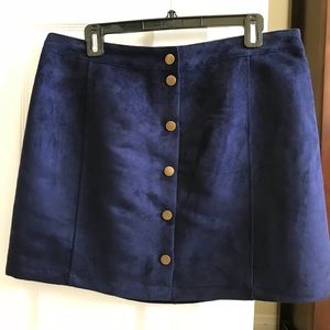 Blue Sueded Button-Down Miniskirt - NWOT